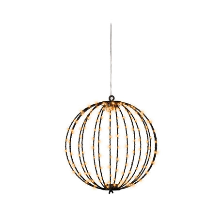 Lumineo lichtbol 192led metaal zwart met timer outdoor ø28cm klassiek warm