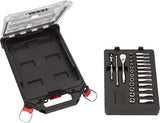 Milwaukee accessoires metrische 1 4 ratel + doppen set (28-delig) in packout compact slim organiser - 4932478812