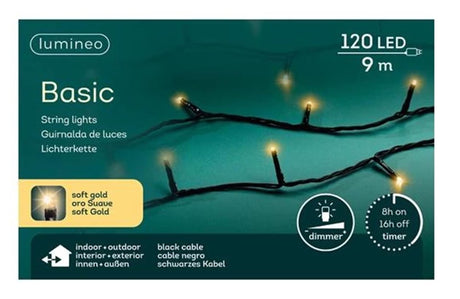 Lumineo kerstverlichting basic 120led outdoor 9m champagne (zacht goud)