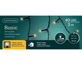 Lumineo led-verlichting 3m 40 lampjes classic warm. met 8-uurs timer en dimfunctie voor binnen en buiten