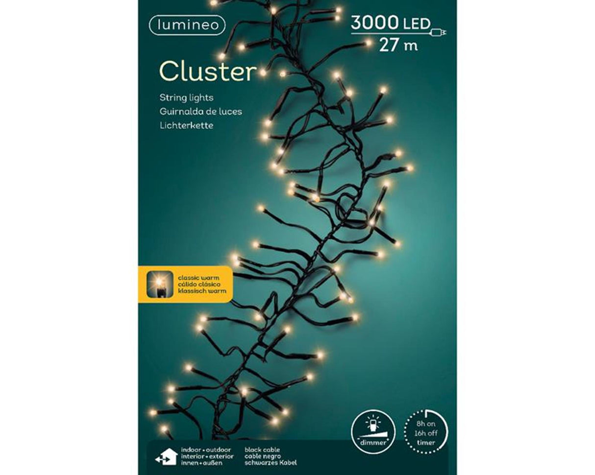 Lumineo led cluster verlichting 3000l 27m met dimmer en timer, klassiek wit