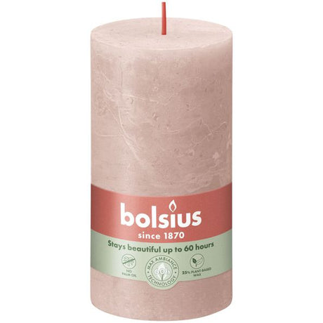 Bolsius rustiek stompkaars misty pink ø68x130 mm 60 uur (4 stuks)