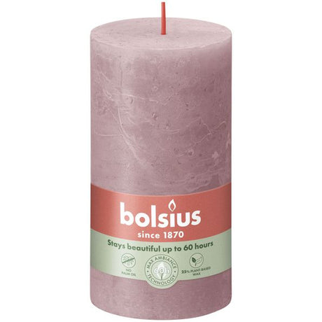Bolsius rustiek stompkaars ash rose ø68x130 mm 60 uur (4 stuks)
