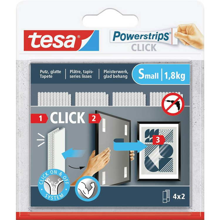 Tesa 1074191 - powerstrips click 4x2 s | 10 stuks