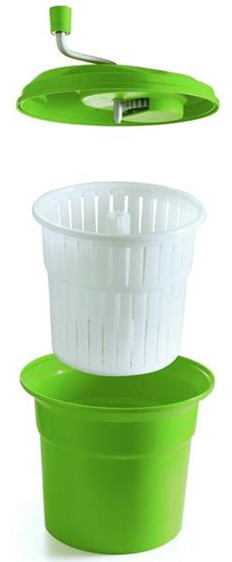 Hendi slacentrifuge - kunststof (pp pa) - 12 liter - diameter 33,5 cm x hoogte 43 cm - groen - voor snel drogen van sla en groenten in de horeca