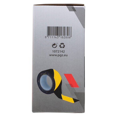 Mack 1072142 - afsperband geel zwart doos 75mm x 500m - 35 micron | 3 stuks