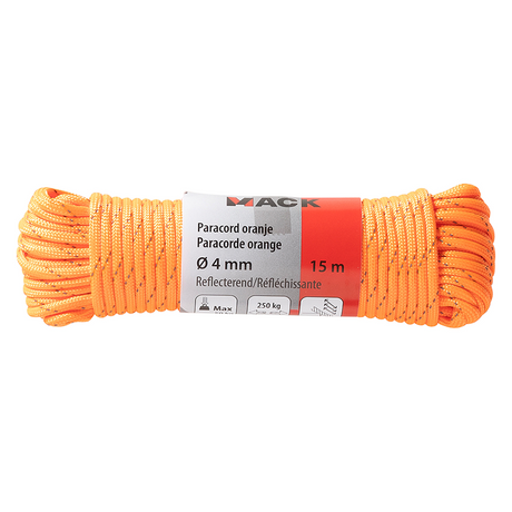 Mack 1072113 - paracord oranje reflecterend 4mm 15m | 5 stuks