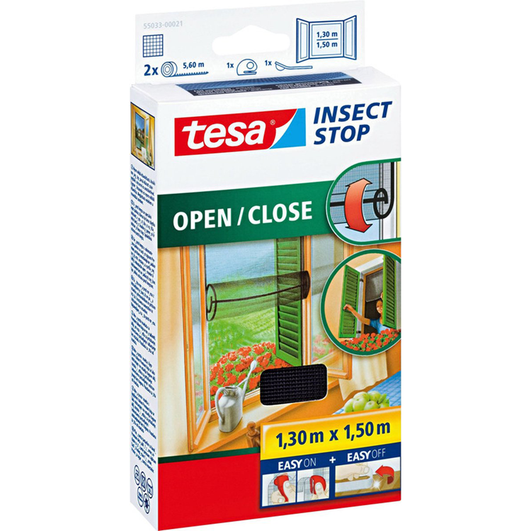 Tesa 1050480 - insect stop premium vliegengordijn openen sluiten 1,3mx1,5m | 1 stuks
