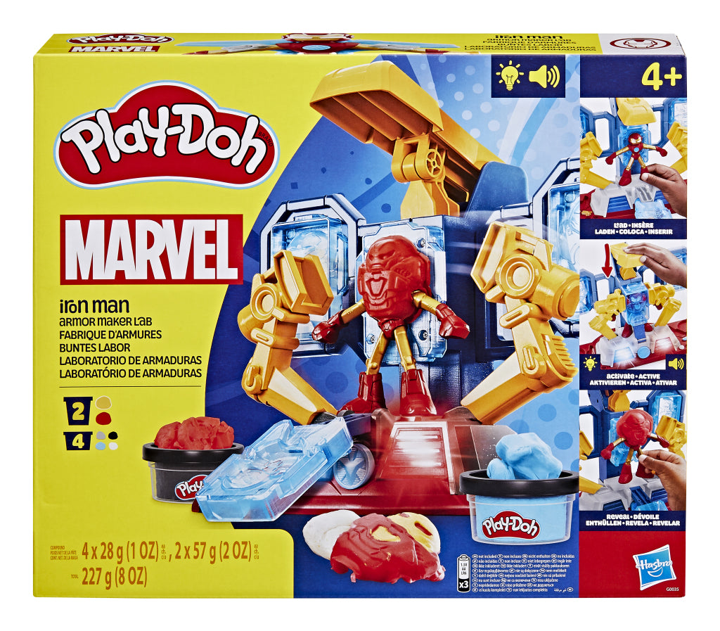 Play-doh marvel iron man harnas laboratorium speelset - boetseerklei - inclusief iron man figuur