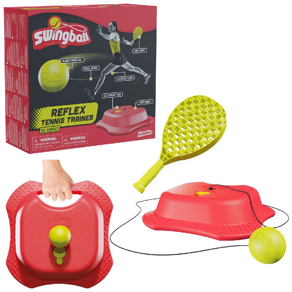 Mookie Reflex Tennistrainer met All Surface Basis Rood Geel