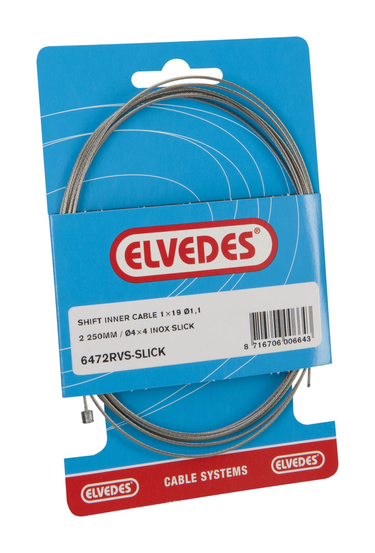 Elvedes Schakel binnenkabel 2250mm RVS Slick ø1,1mm SRAM N-nippel (op kaart)