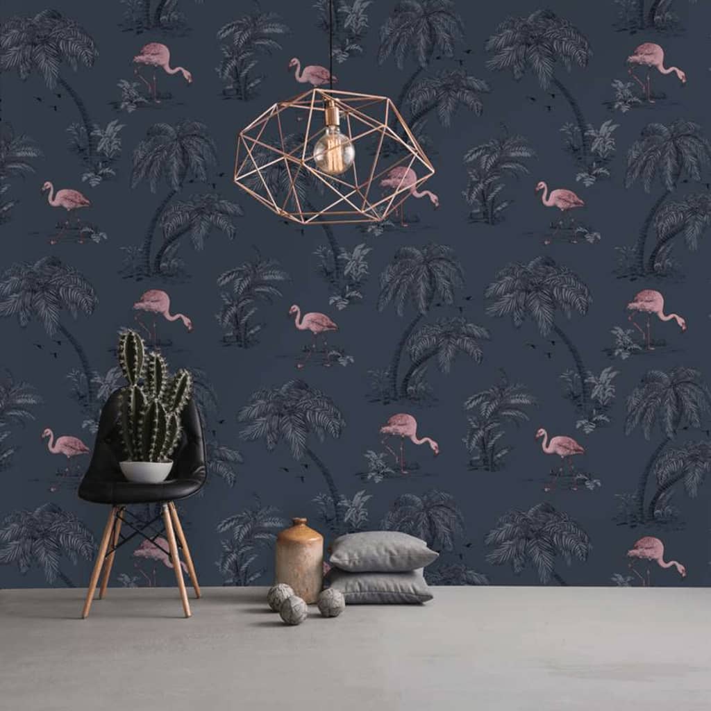 Dutch wallcoverings dutch wallcoverings behang flamingo petrolblauw