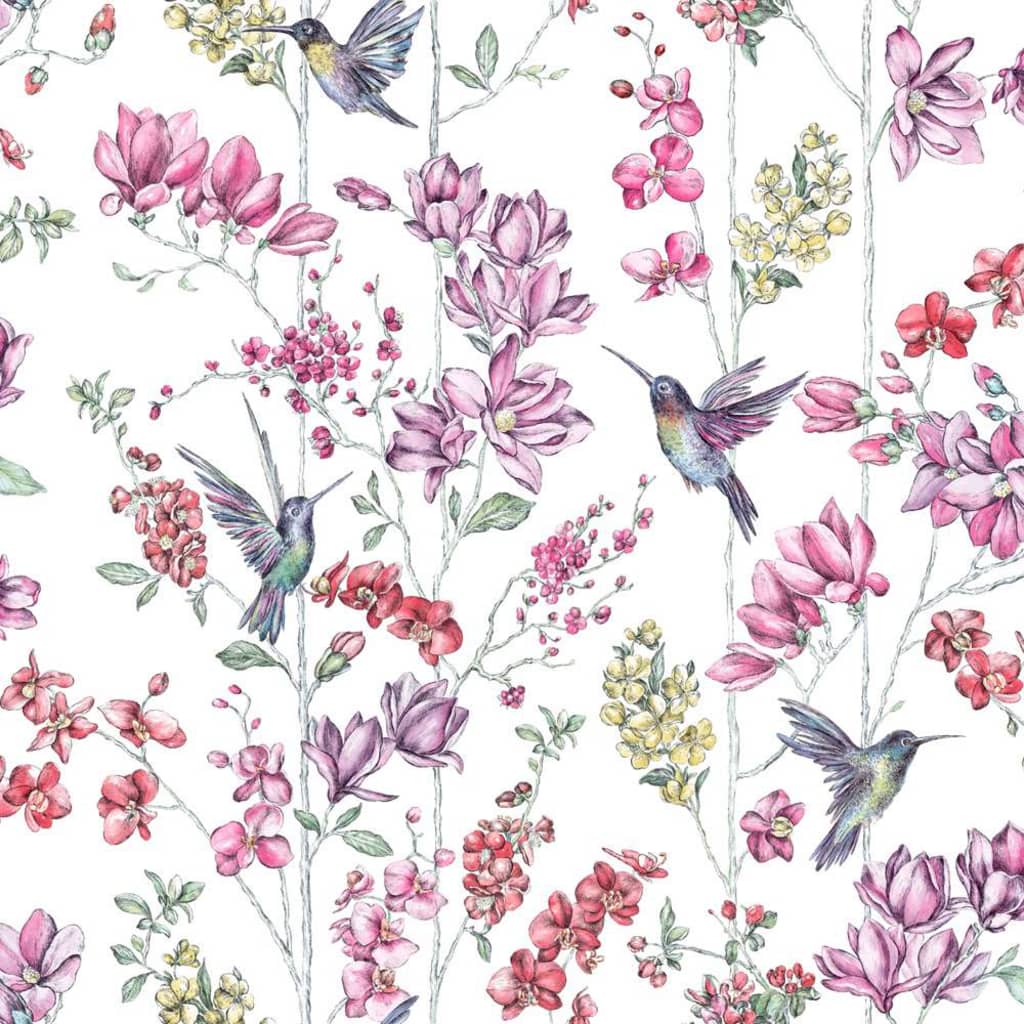 DUTCH WALLCOVERINGS DUTCH WALLCOVERINGS Behang kolibrie roze