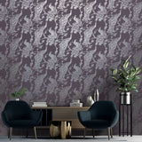 DUTCH WALLCOVERINGS DUTCH WALLCOVERINGS Behang Peacock paars en zilverkleurig