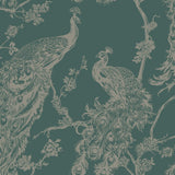 DUTCH WALLCOVERINGS DUTCH WALLCOVERINGS Behang Peacock groen en zilverkleurig