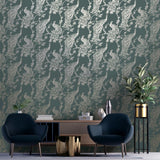 DUTCH WALLCOVERINGS DUTCH WALLCOVERINGS Behang Peacock groen en zilverkleurig