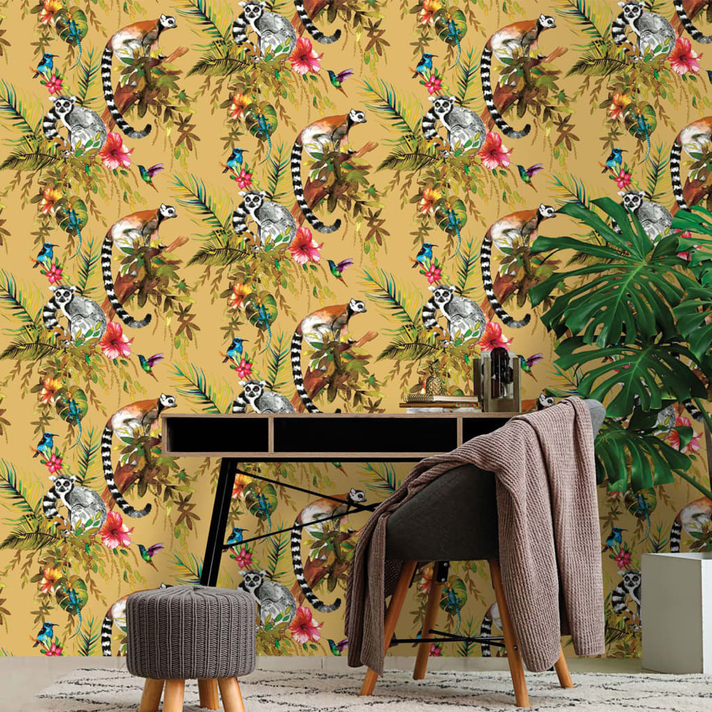 Dutch wallcoverings behang lemur oker