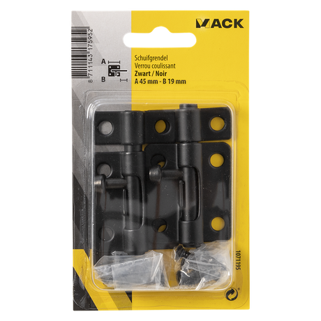 Mack 1071195 - 2 grendels zwart a 45 mm b 19 mm | 6 stuks