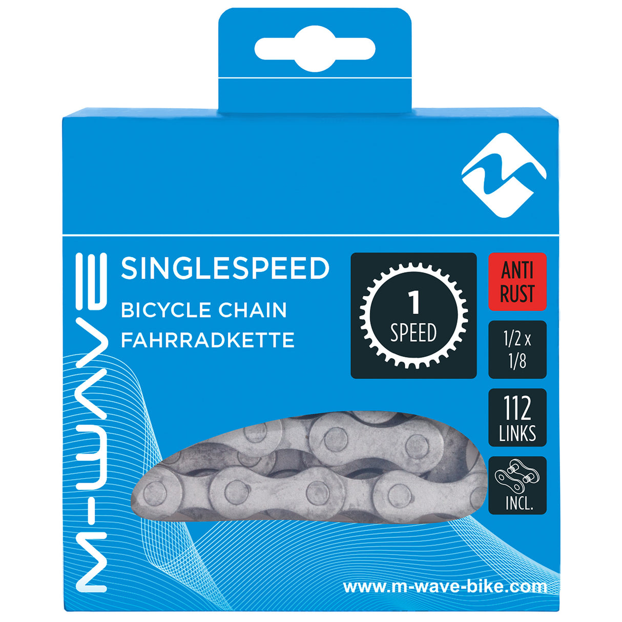 M-Welle Chain 1 2 x 1 8 Zoll 112 Links 1s Anti-Rust Sëlwer