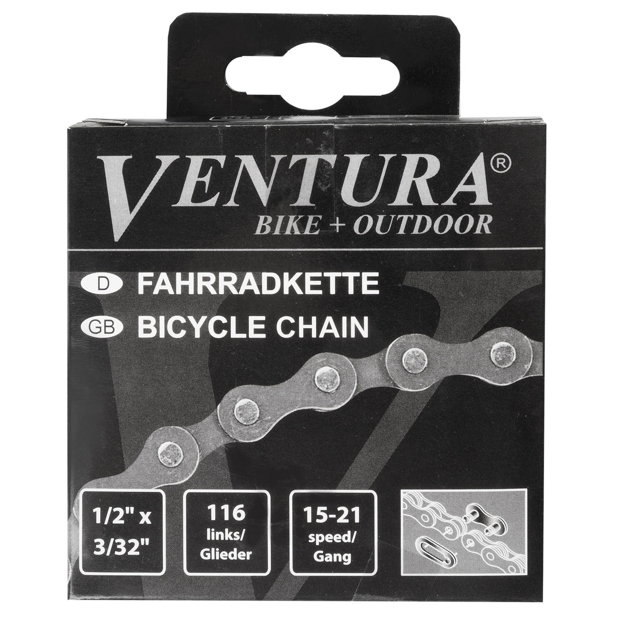 Ventura ketting 6 7 speed 1 2 x 3 32 116 schakels - inclusief sluitschakel