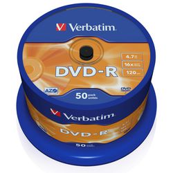 Dvd-r spindel 4,7gb verbatim 16x 50 stuk