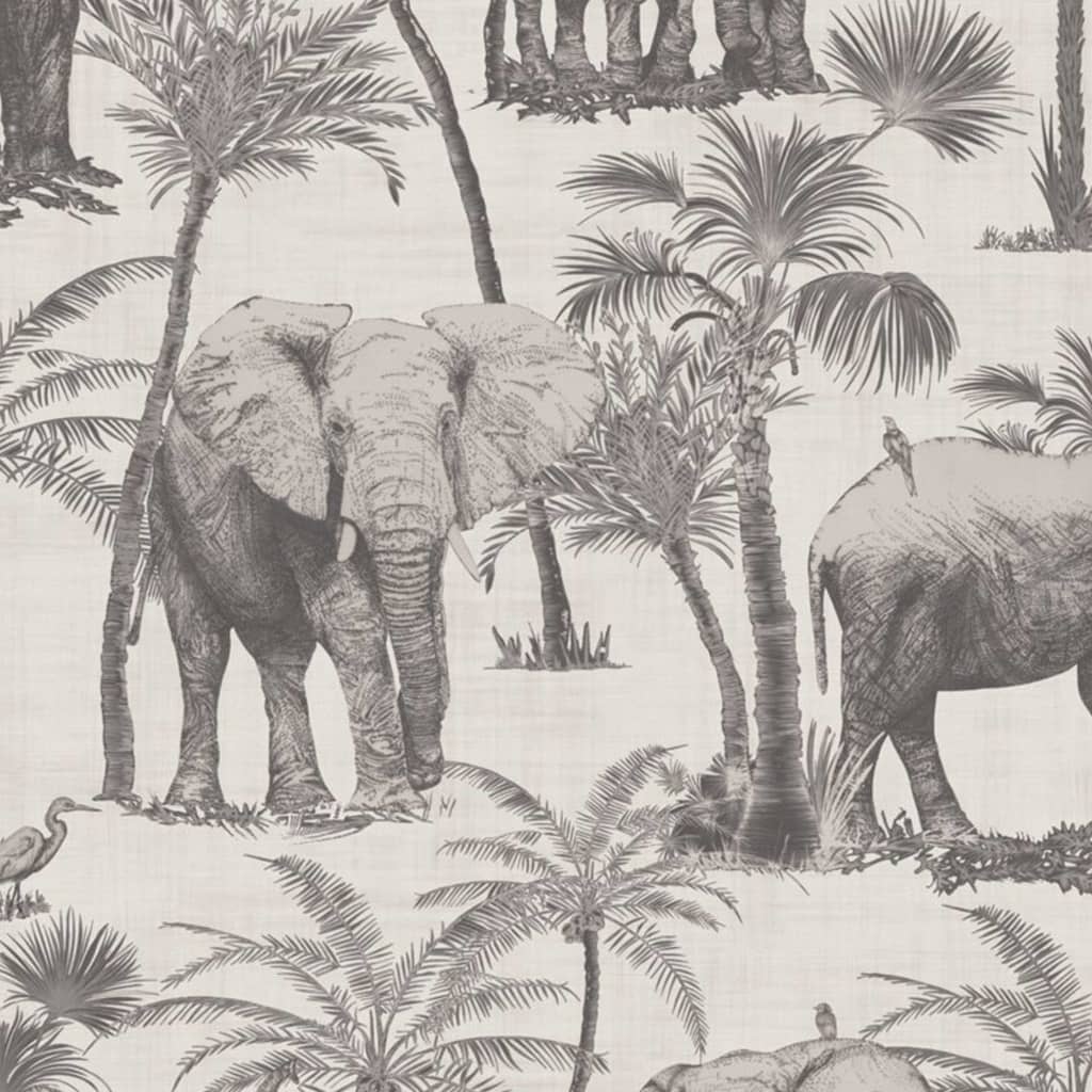 DUTCH WALLCOVERINGS DUTCH WALLCOVERINGS Behang Elephant Grove houtskoolkleurig