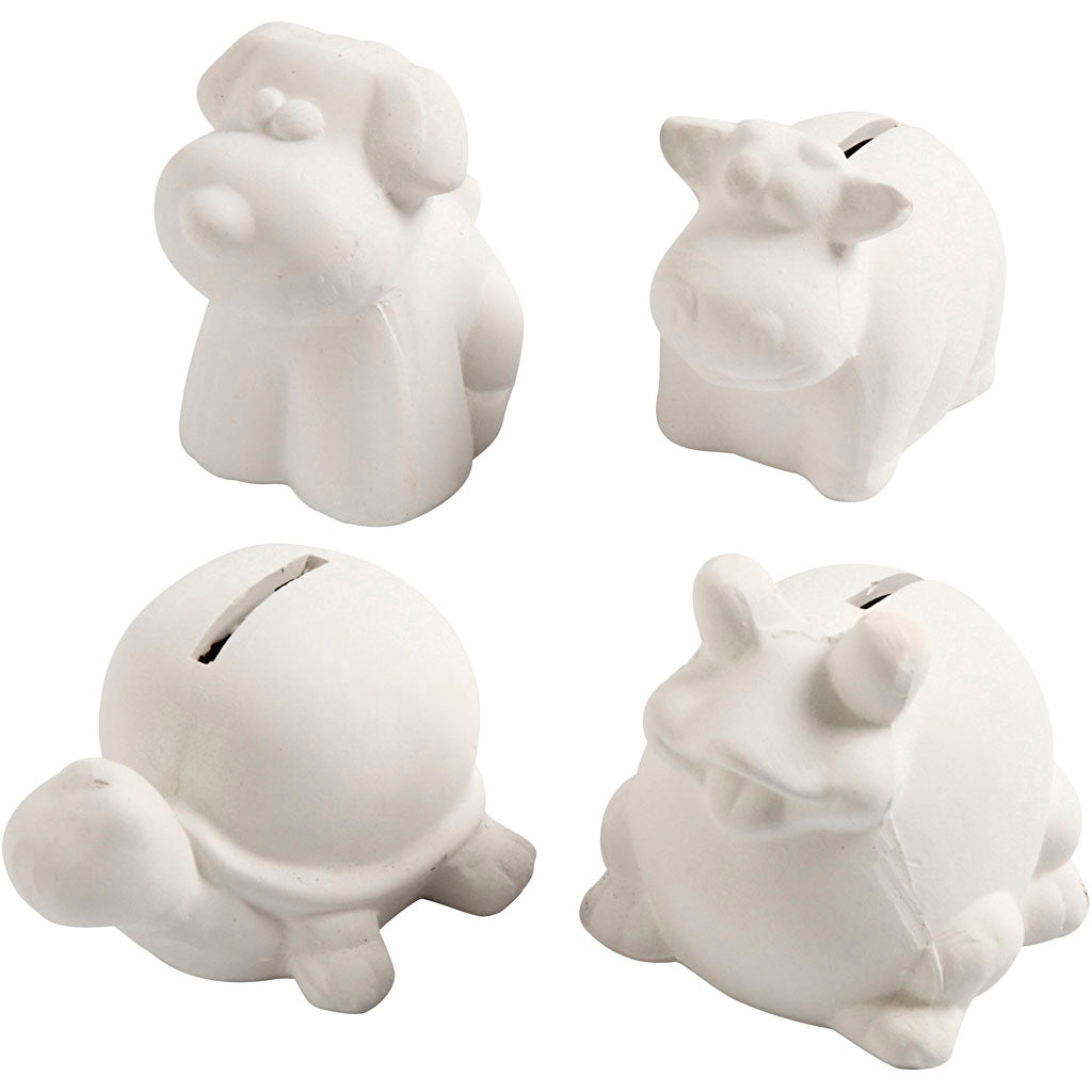 Creativ company http: www.cchobby.nl dierenspaarpot-h-7-10-cm-wit-4-stuk-1-doos