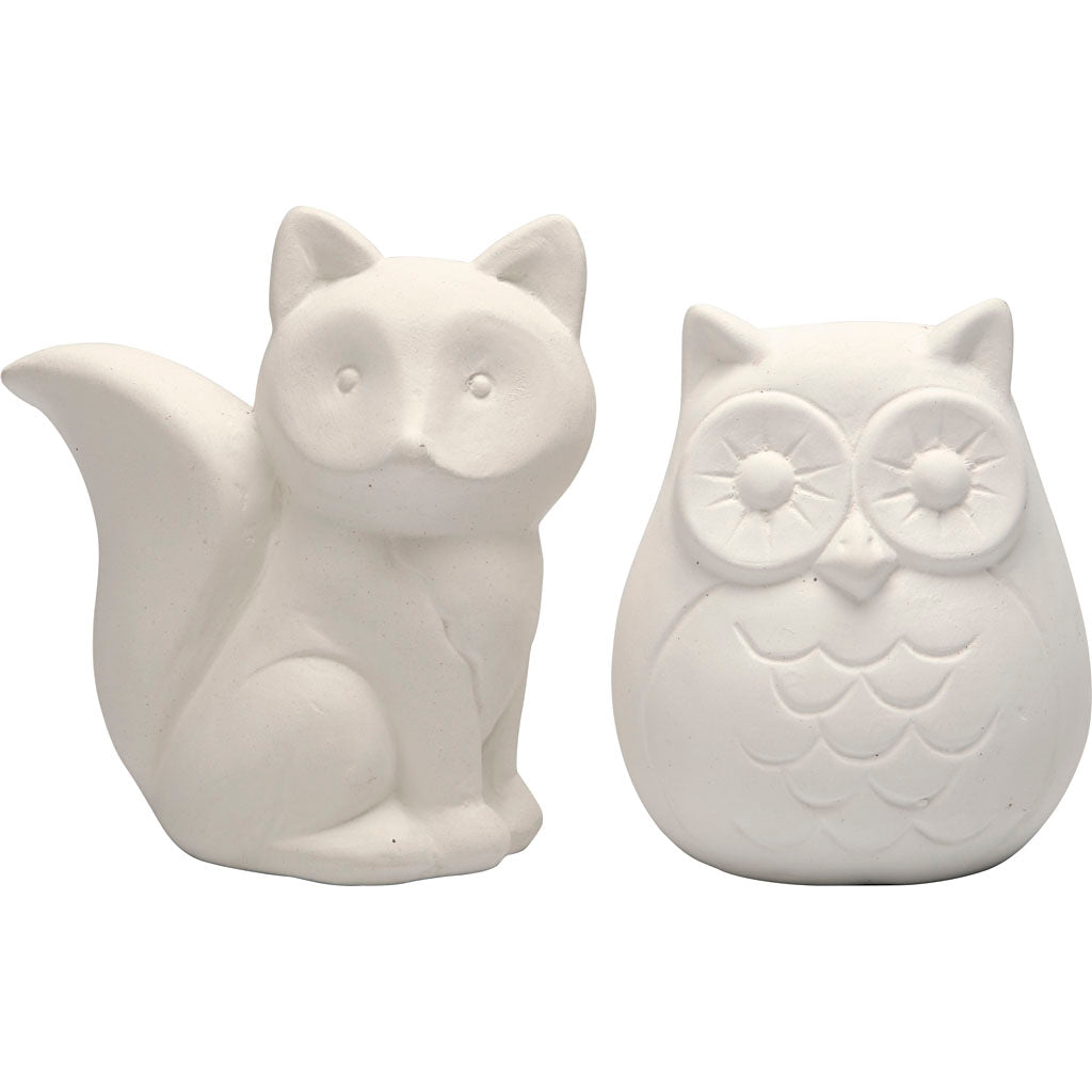Creativ company https: www.cchobby.nl dierenspaarpot-uil-en-vos-h-9-cm-wit-2-stuk-1-doos