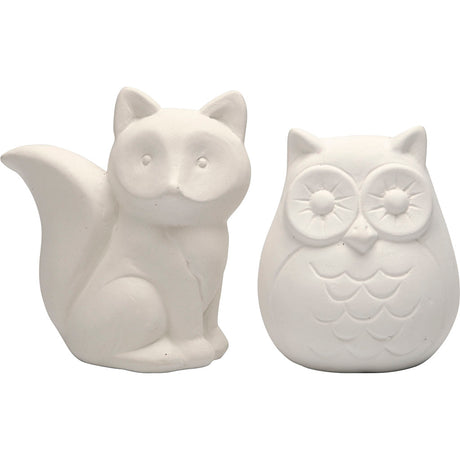 Creativ company https: www.cchobby.nl dierenspaarpot-uil-en-vos-h-9-cm-wit-2-stuk-1-doos