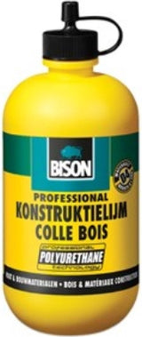 Bison houtkonstruktielijm flacon 250g, vloeibare, watervaste lijm op basis van polyurethaan, professioneel, d4, watervast, supersterk, overschilderbaar, temperatuur- en weerbestendig