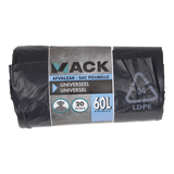 1054872 - afvalzak 60l, zwart ldpe 20 st per rol | 15 stuks