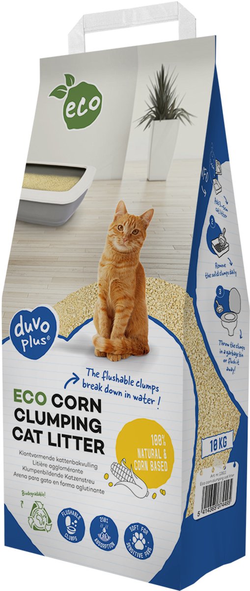 Duvo plus - kattenbakvulling - kat - eco maã¯s klontvormende kattenbakvulling 10kg 16,37l - 1st