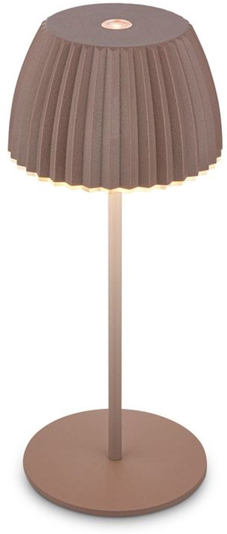 B.k.licht briloner champ mini - oplaadbare mini tafellamp - snoerloze lamp - met touch dimbaar - voor binnen en buiten - german design award winner 2025 - bruin - ø8,5 x 20cm