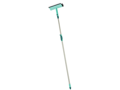 Leifheit raamwisser met borstel en telescoopsteel - 28 cm wisbreedte - 110-190 cm - click system - turquoise - grijs