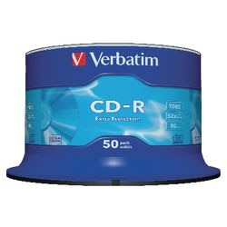 Cd-r extra protection spindel 700mb verbatim 52x 80min. 50 stuk