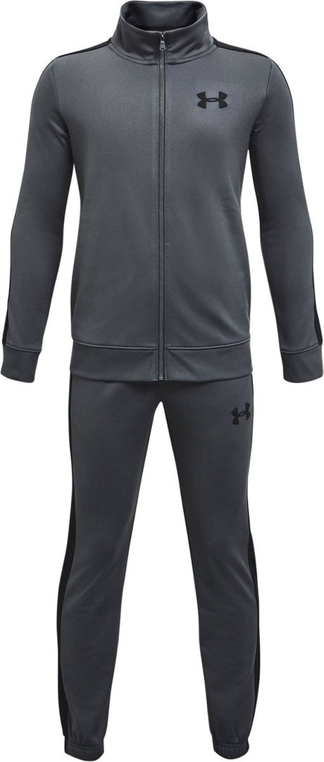 Under armour ua rival knit track suit-gry jongens trainingspak - pitch grijs - zwart