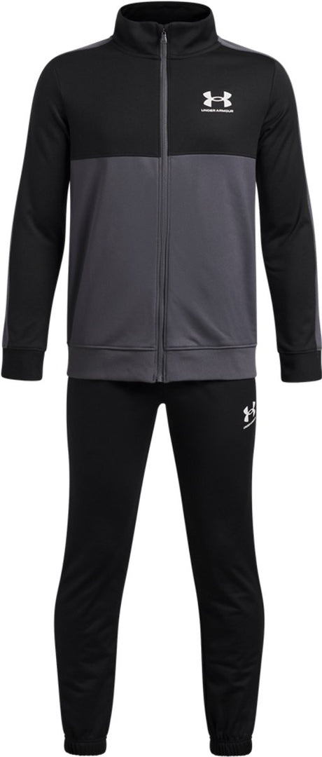 Under armour ua rival cb knit track suit-blk jongens trainingspak - zwart - castlerock - wit