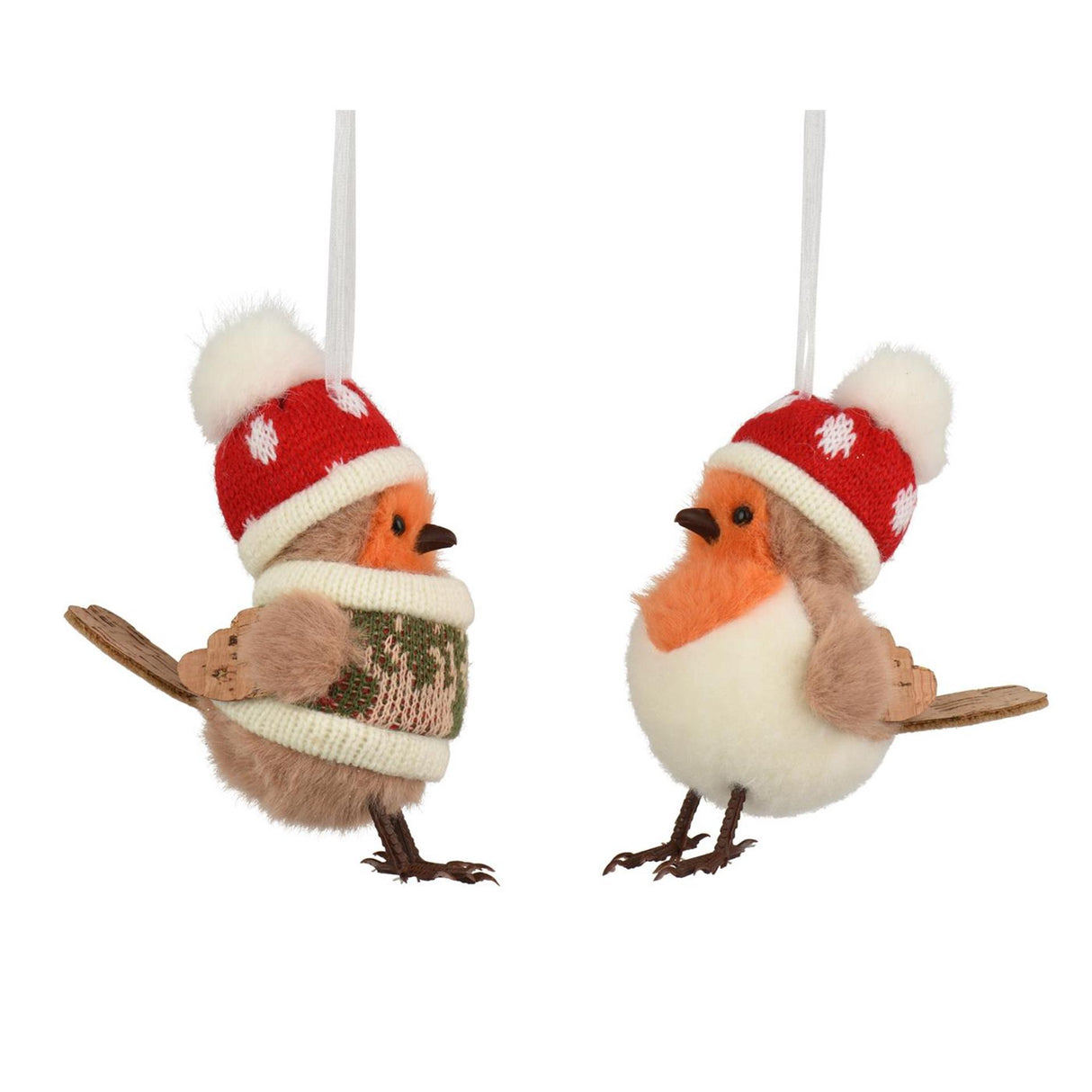 Decoris kersthanger vogel foam polyester 9.5x6x11.5cm 2 assorti