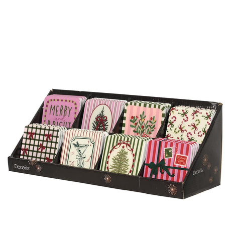 Decoris onderzetter xmas mdf 9,5x9,5cm 8 assorti