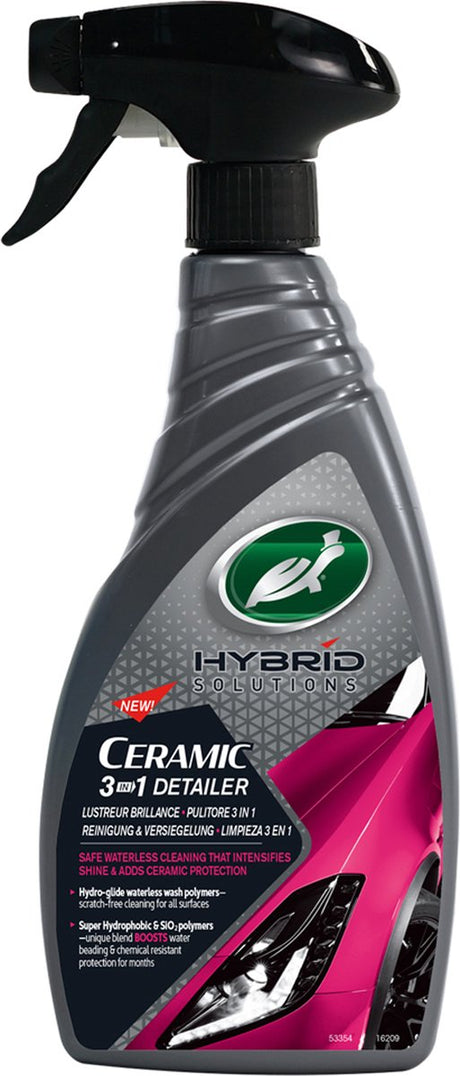 Turtle wax hs ceramic 3in1 detailer - veilige waterloze reiniging – om lak te onderhouden - intensiveert glans - routinematig gebruiken - 500ml