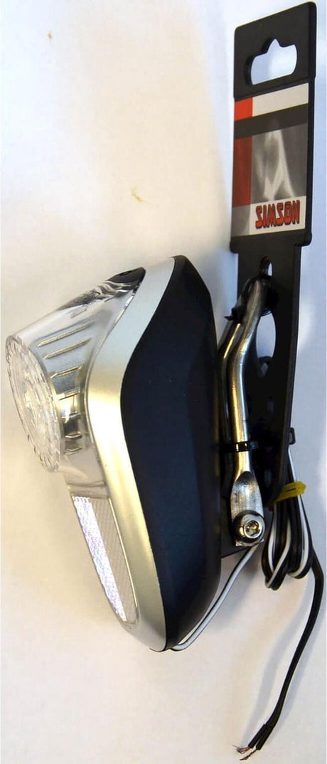Simson voorvorkkoplamp LED zwart naafdynamo op kaart
