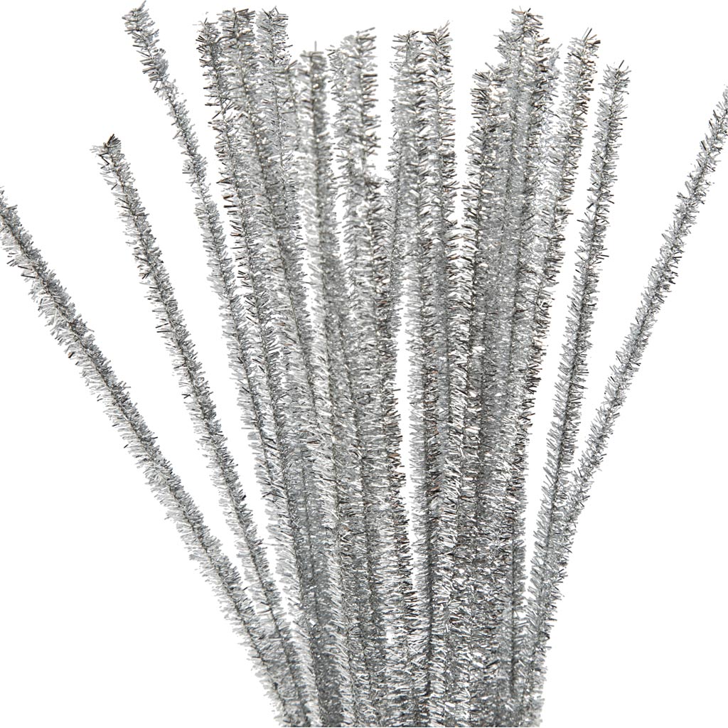Creativ company https: www.cchobby.nl chenille-l-30-cm-dikte-6-mm-glitter-zilver-24-stuk-1-doos