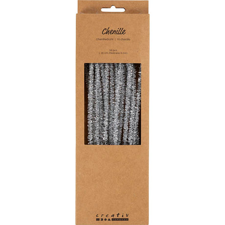 Creativ company https: www.cchobby.nl chenille-l-30-cm-dikte-6-mm-glitter-zilver-24-stuk-1-doos