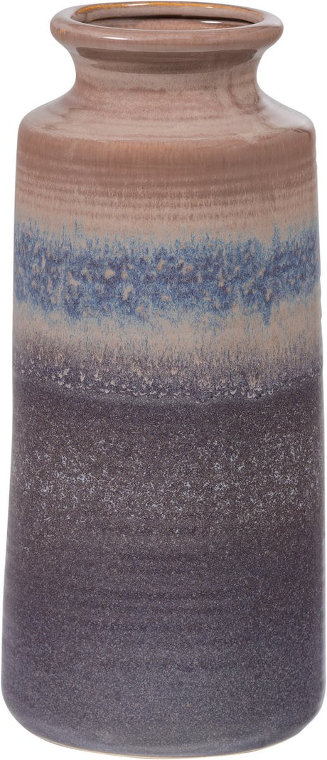 Woood decennia vaas xl ø17 cm - keramiek - grijs blauw - 38x17x17 cm