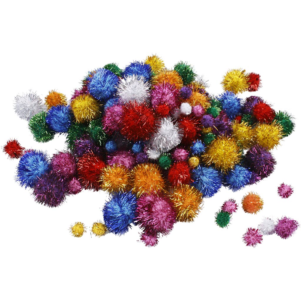Creativ company https: www.cchobby.nl pompons-d-15-40-mm-glitter-ca-90-stuk-sterke-kleuren-62-gr-1-doos