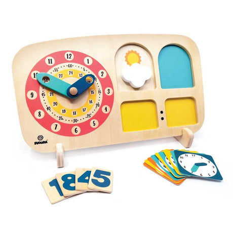 Educatief spel, houten klok tijdspel. 4+