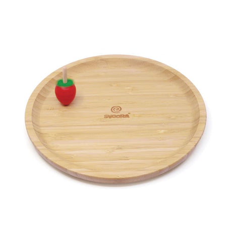Svoora houten schaal voor tollen. 25x25