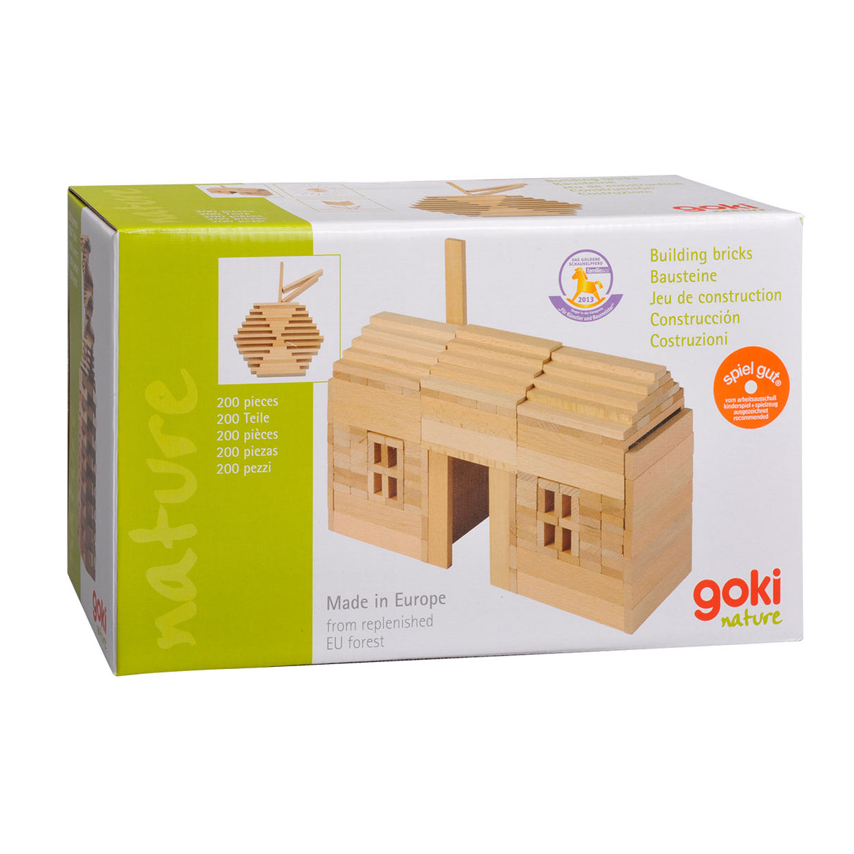 Goki houten bouwplankjes, 200dlg.
