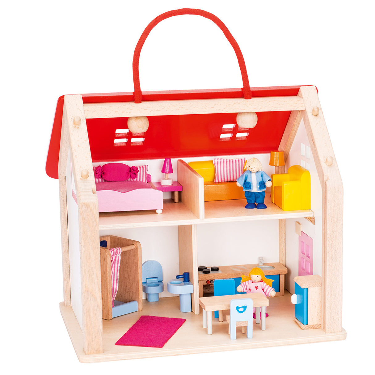 Goki Houten Poppenhuis Koffer met Accessoires