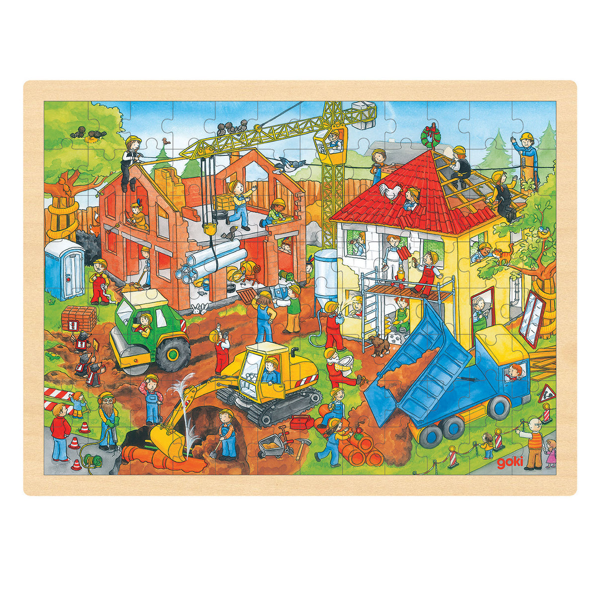 Goki houten legpuzzel - bouwplaats, 96st.